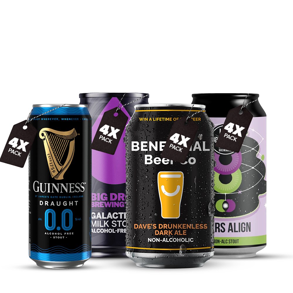 Full Stout Sampler Pack - Guinness 0.0, Big Drop, Beneficial & Hop Nation - 16 Cans | Craftzero | Craftzero