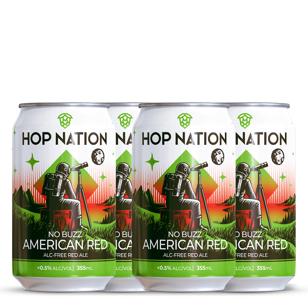 No Buzz Alc Free American Red 355mL - Hop Nation Brewing Co. - Craftzero