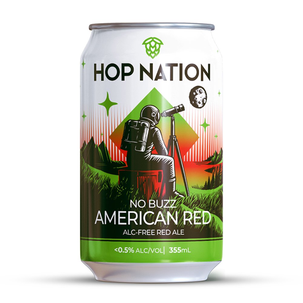 No Buzz Alc Free American Red 355mL - Hop Nation Brewing Co. - Craftzero