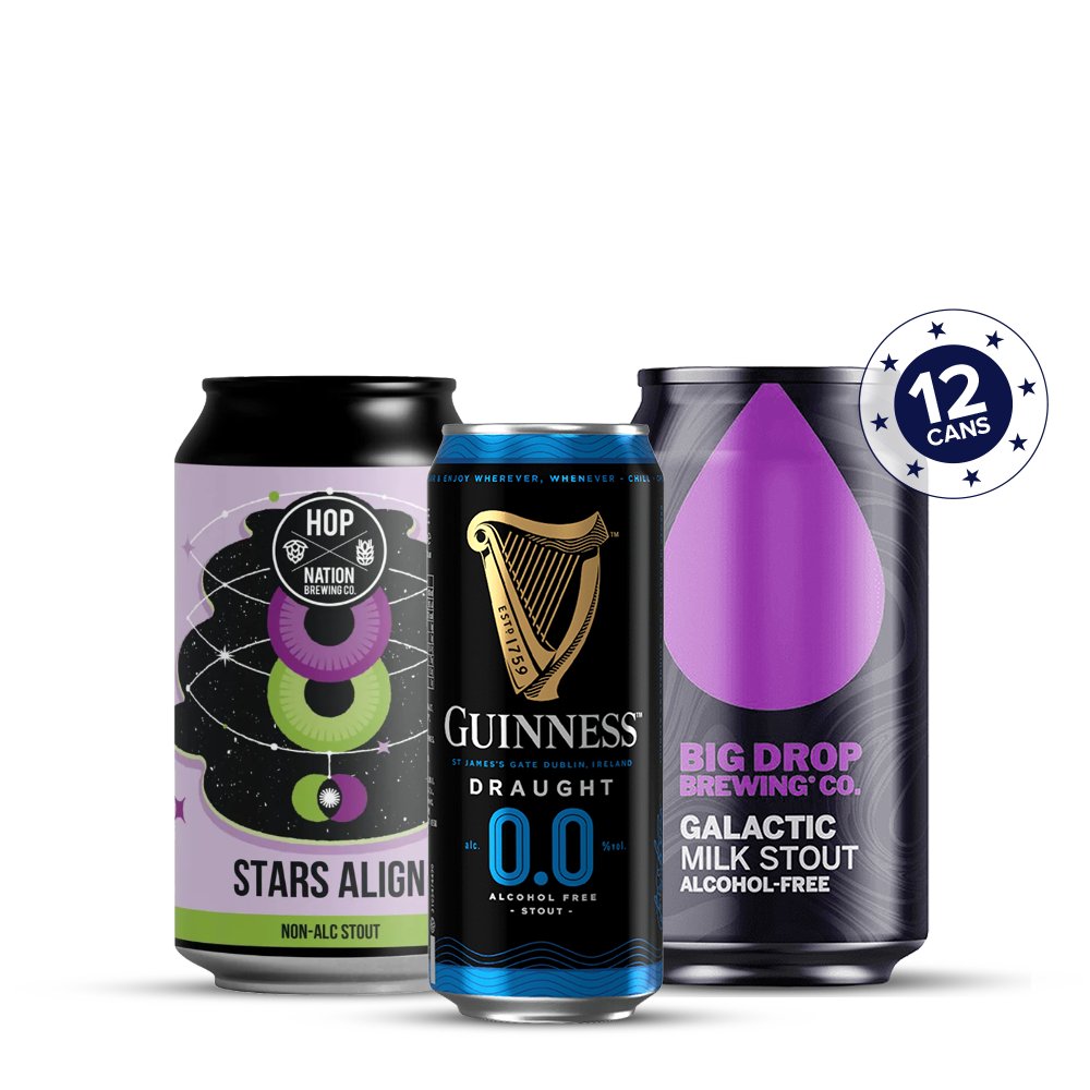 Ultimate Stout Sampler - Guinness 0.0, Big Drop, Hop Nation - 12 Cans - Craftzero - Craftzero